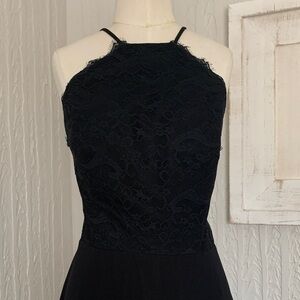 Black lace and chiffon evening dress